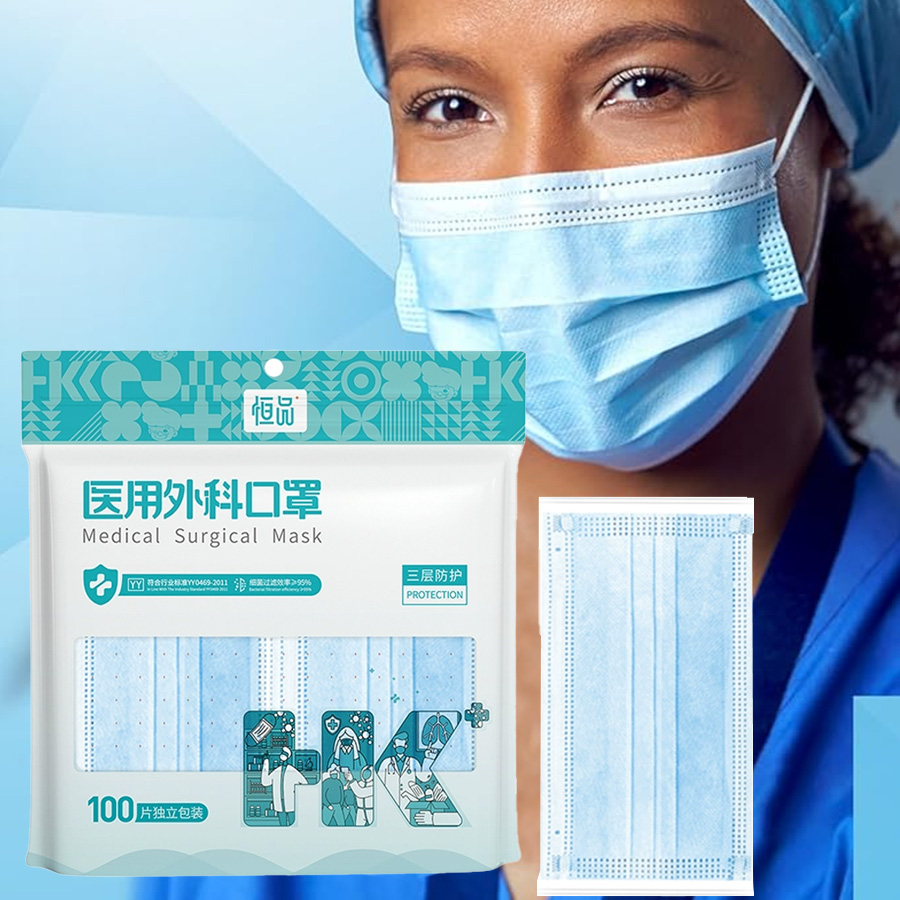 Disposable Mask Blue - 100Pcs Disposable Adults Individual Package Masks