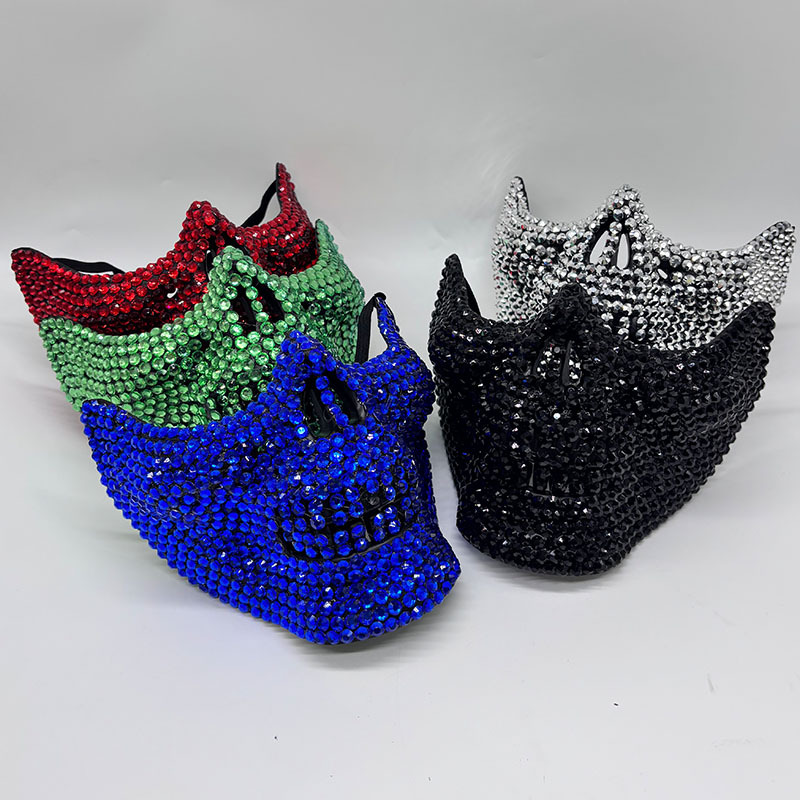 Rhinestone Half Skull Mask for - Respirator Half Face 评论和价格