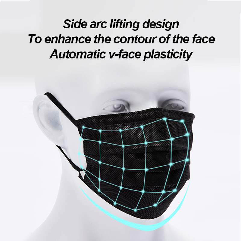 100-400pcs Black Mask Disposab - Disposable Surgical Mask 评论和价格